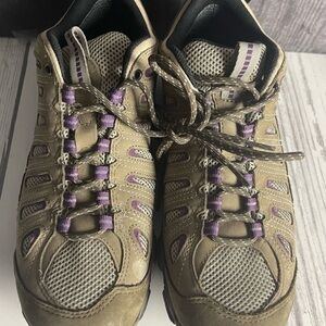 Women's Athletic Shoes in Tan and Purple